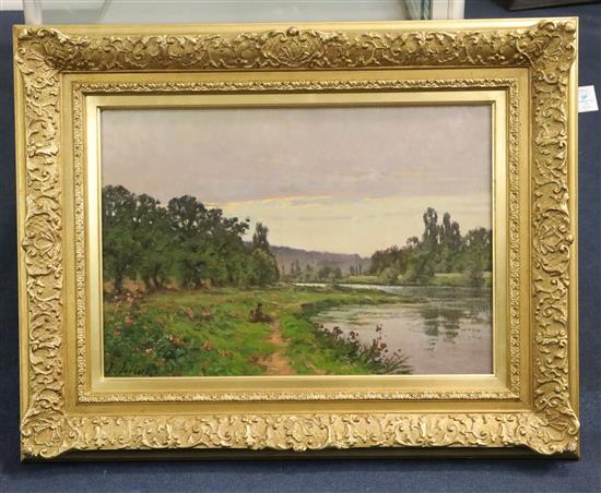 Léon Joubert (1876-1920) River landscape 15 x 22in.